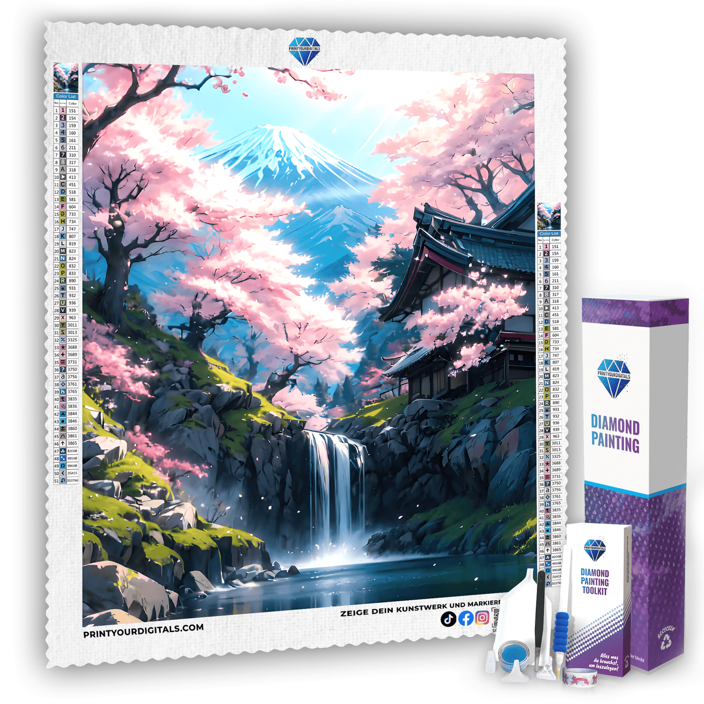 Diamond Painting - Frühling am Wasserfall