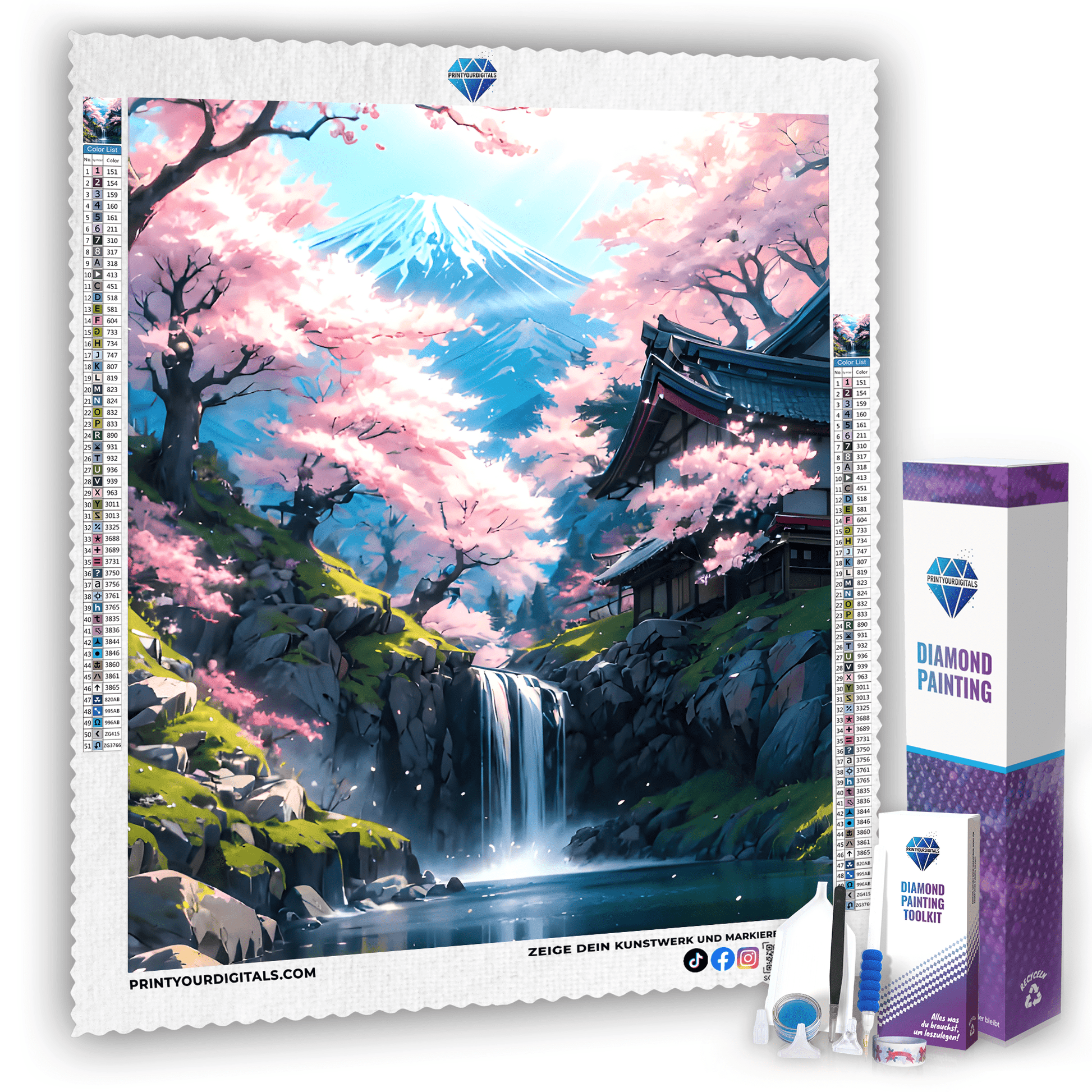 Diamond Painting - Frühling am Wasserfall