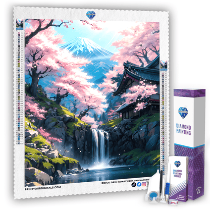 Diamond Painting - Frühling am Wasserfall