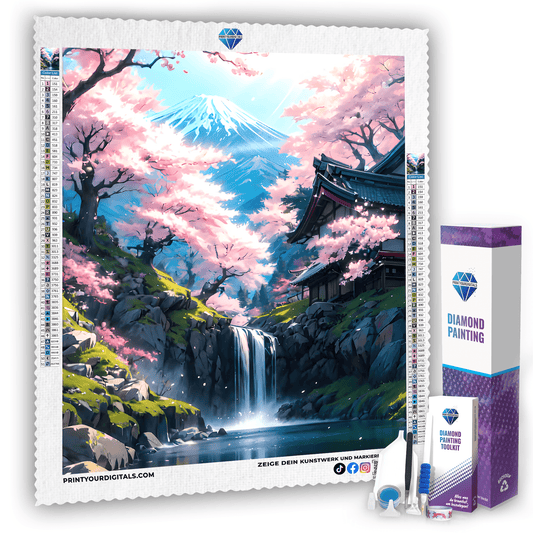 Diamond Painting - Frühling am Wasserfall