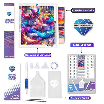 Diamond Painting - Kristallfuchs im Farbenrausch