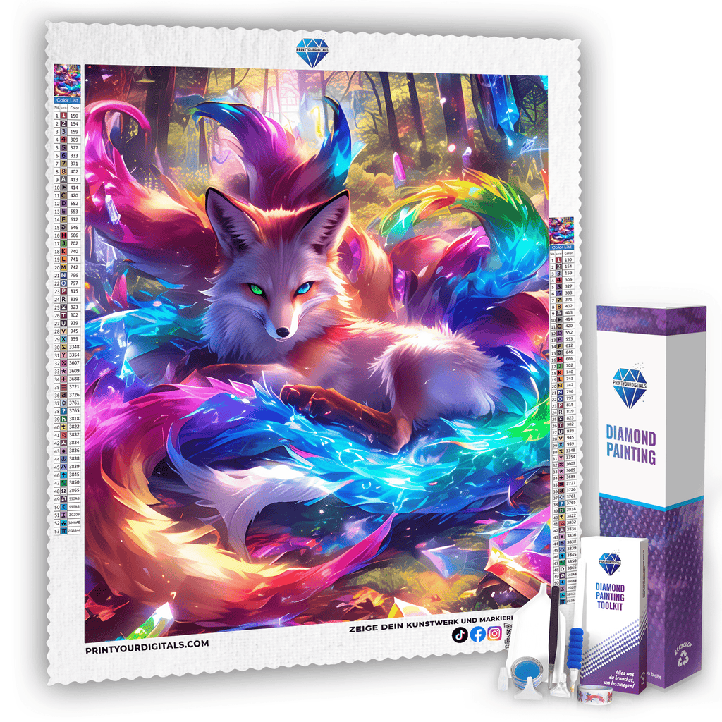 Diamond Painting - Kristallfuchs im Farbenrausch