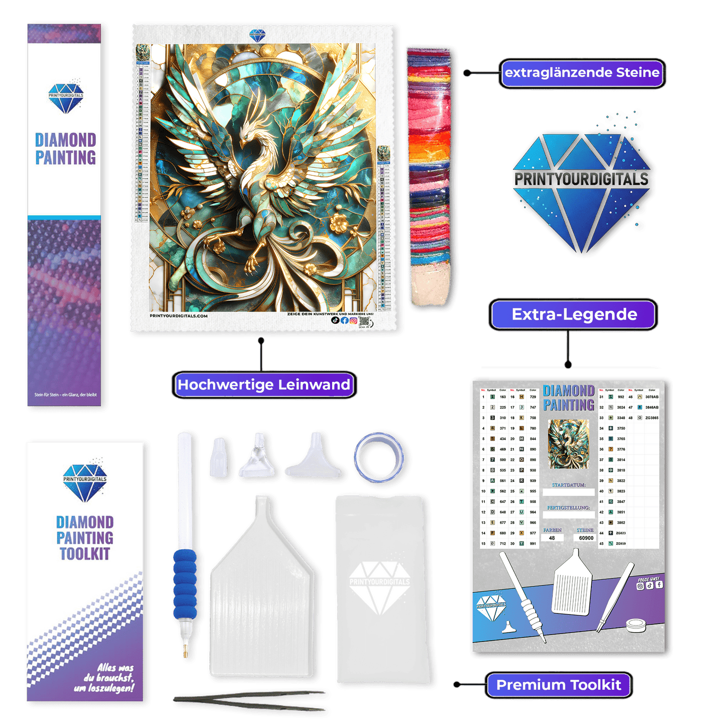 Diamond Painting - Smaragdphönix