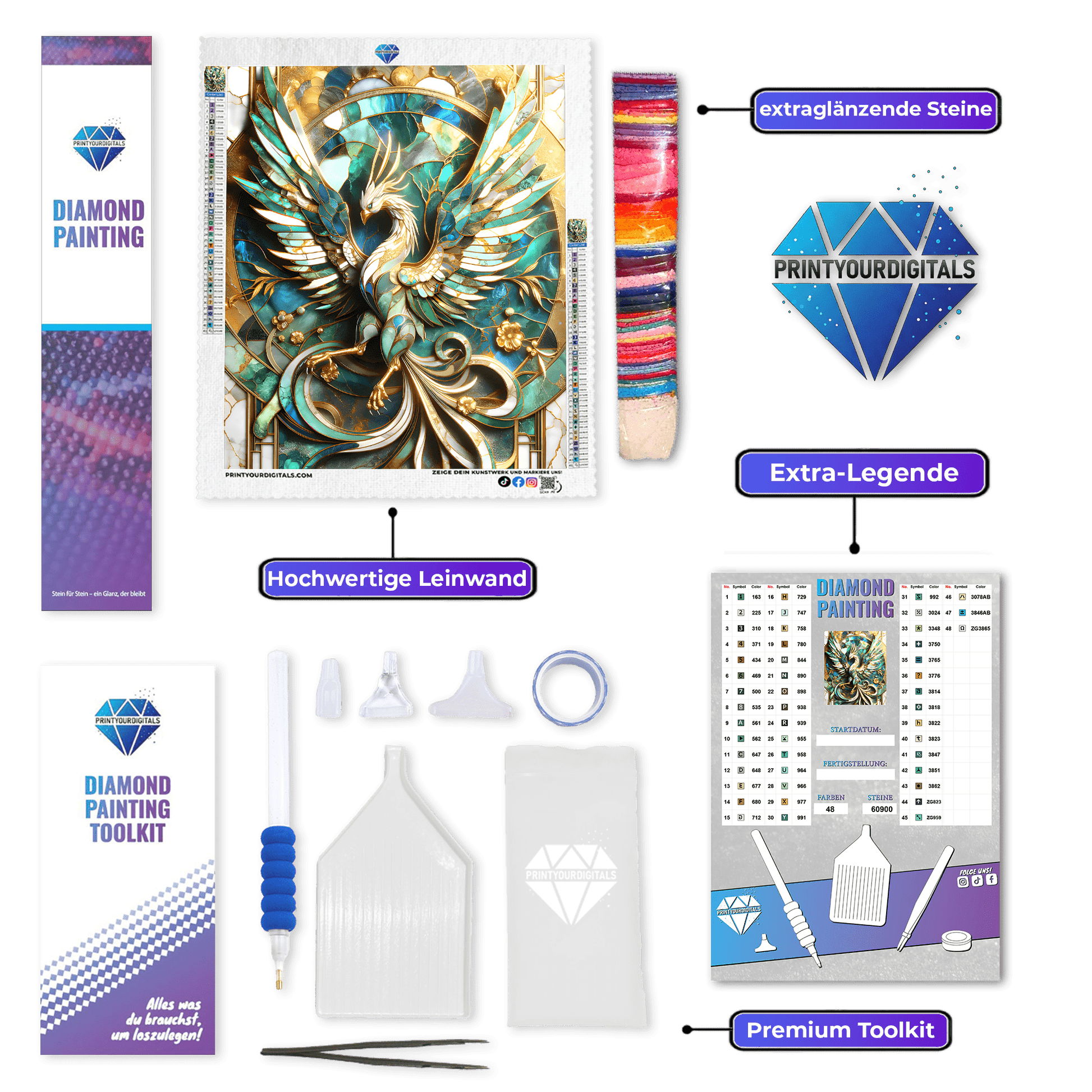 Diamond Painting - Smaragdphönix