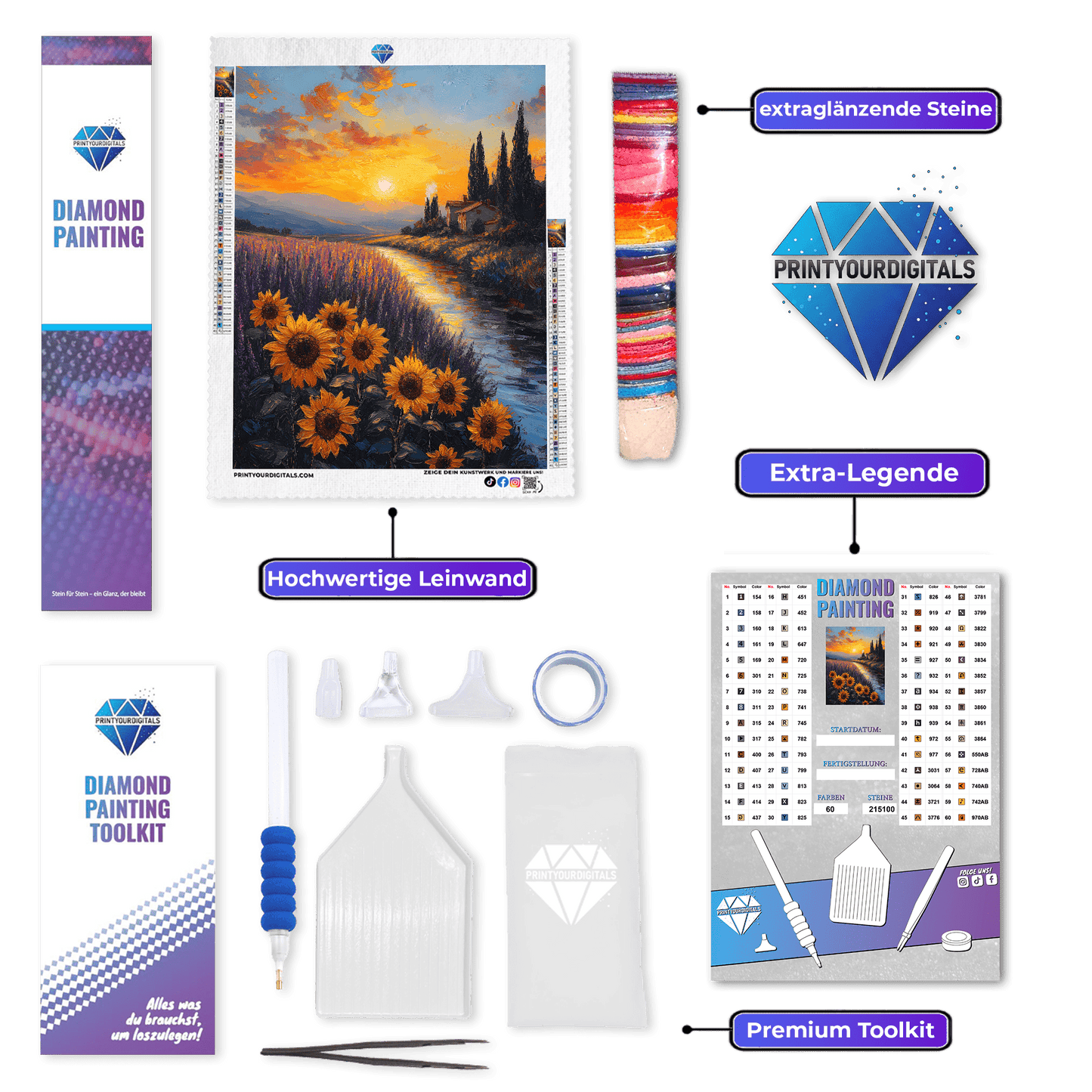 Diamond Painting - Toskana im Abendlicht