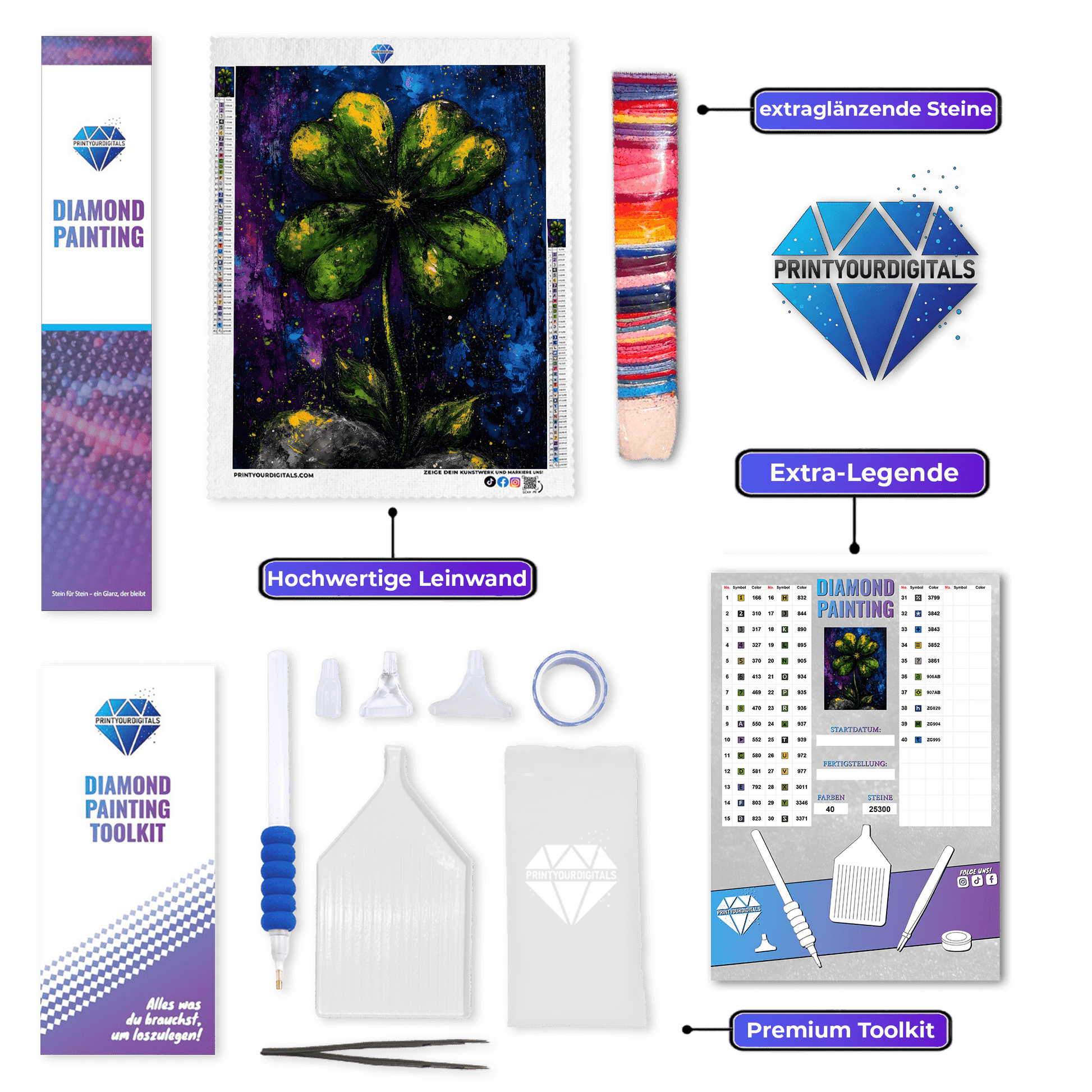 Diamond Painting - Glückskleeblatt