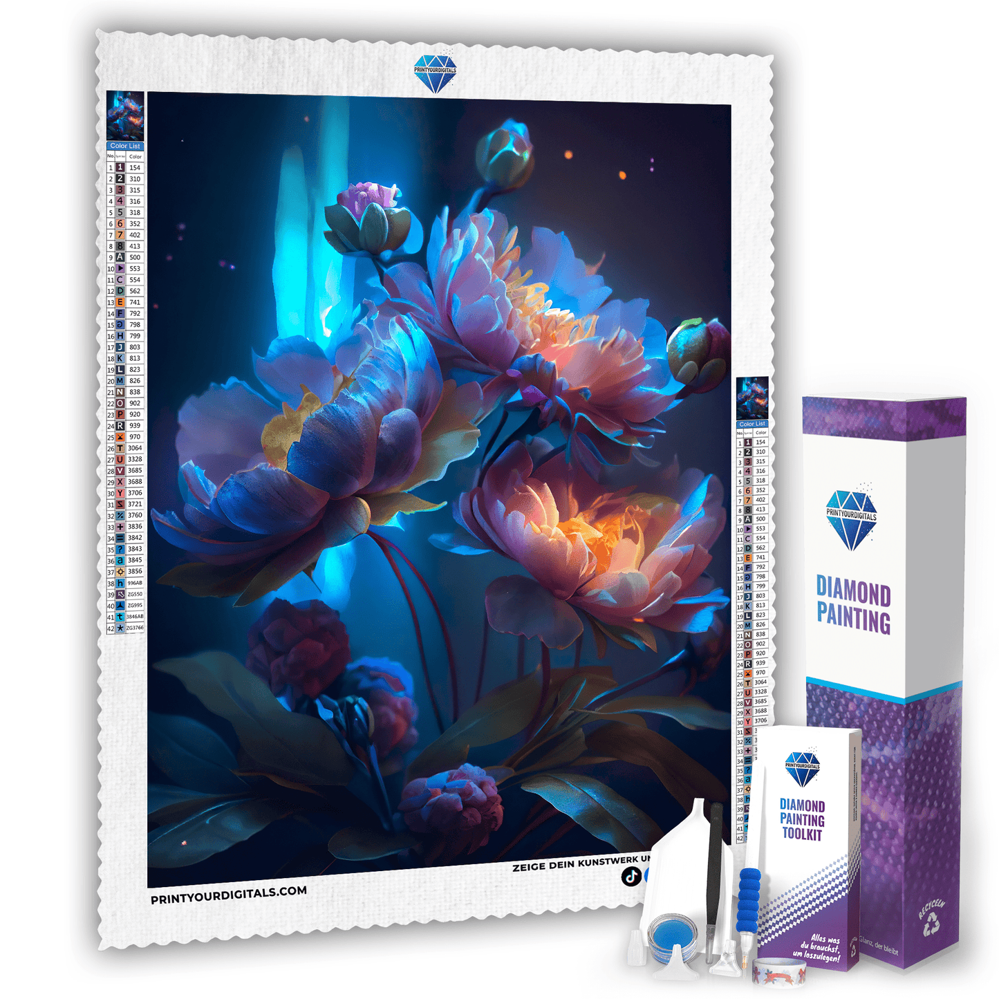 Diamond Painting - Blaue Nachtblumen