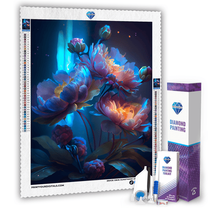 Diamond Painting - Blaue Nachtblumen