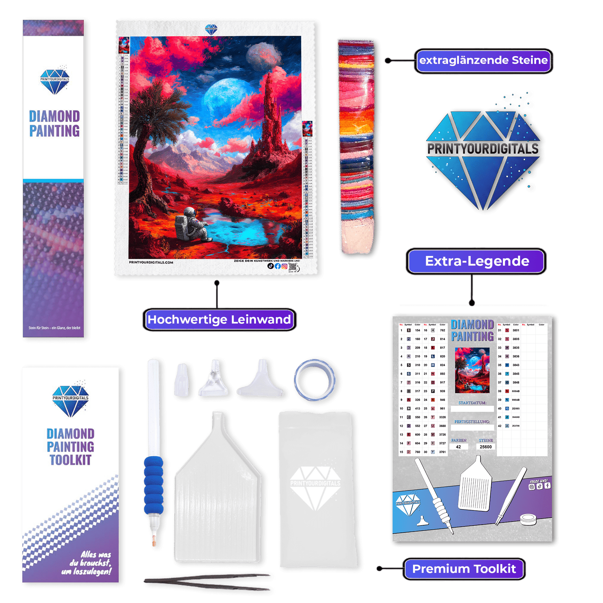 Diamond Painting - Astronaut auf dem Mars