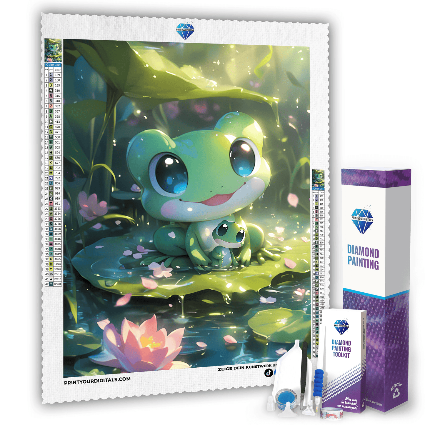 Diamond Painting - Froschfamilie