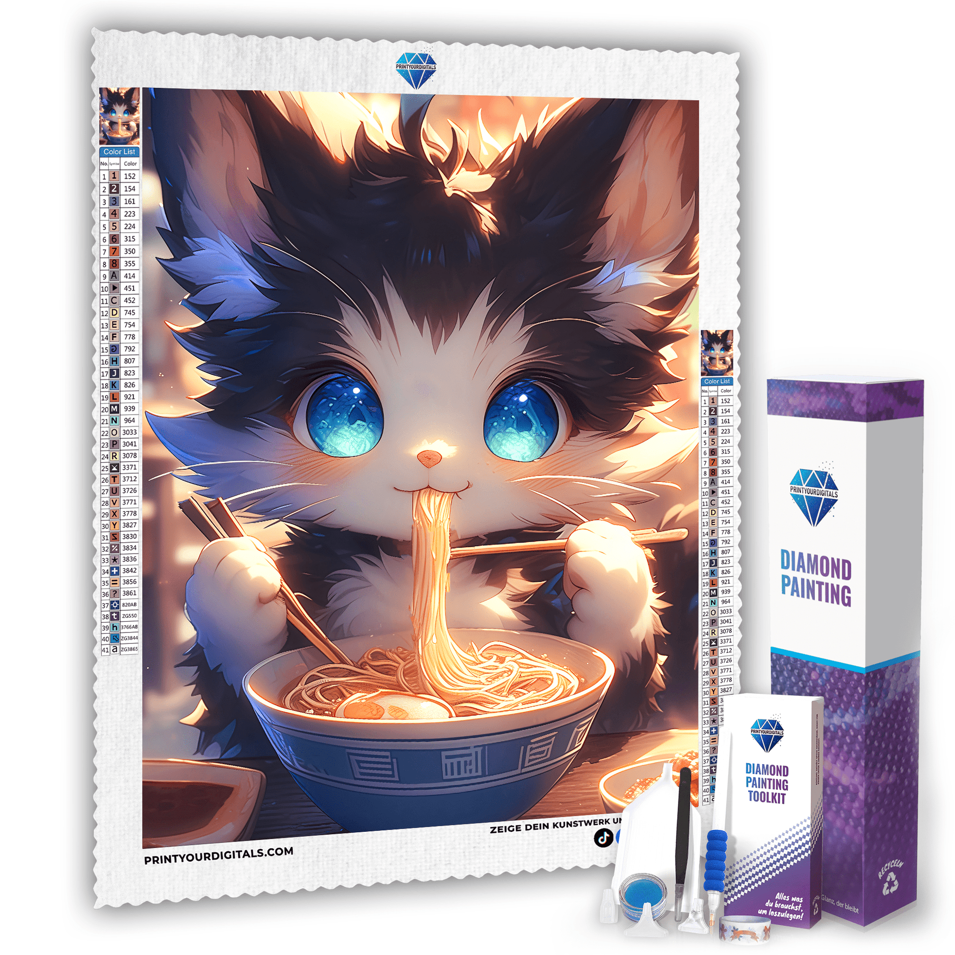 Diamond Painting - Süße Ramenkatze