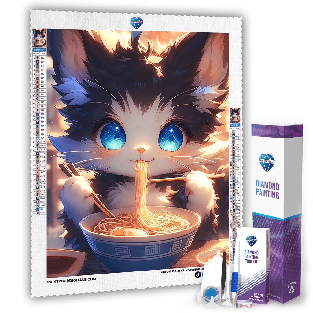 Diamond Painting - Süße Ramenkatze