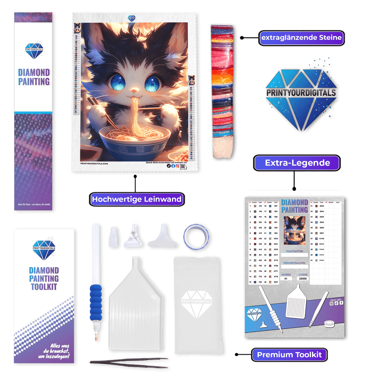 Diamond Painting - Süße Ramenkatze