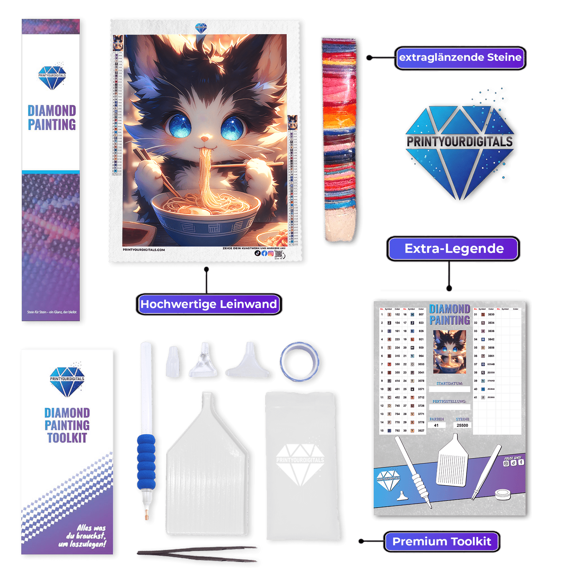 Diamond Painting - Süße Ramenkatze