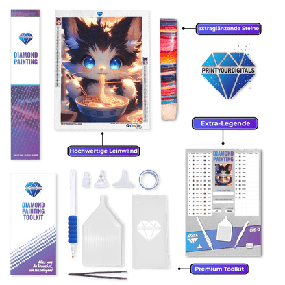 Diamond Painting - Süße Ramenkatze