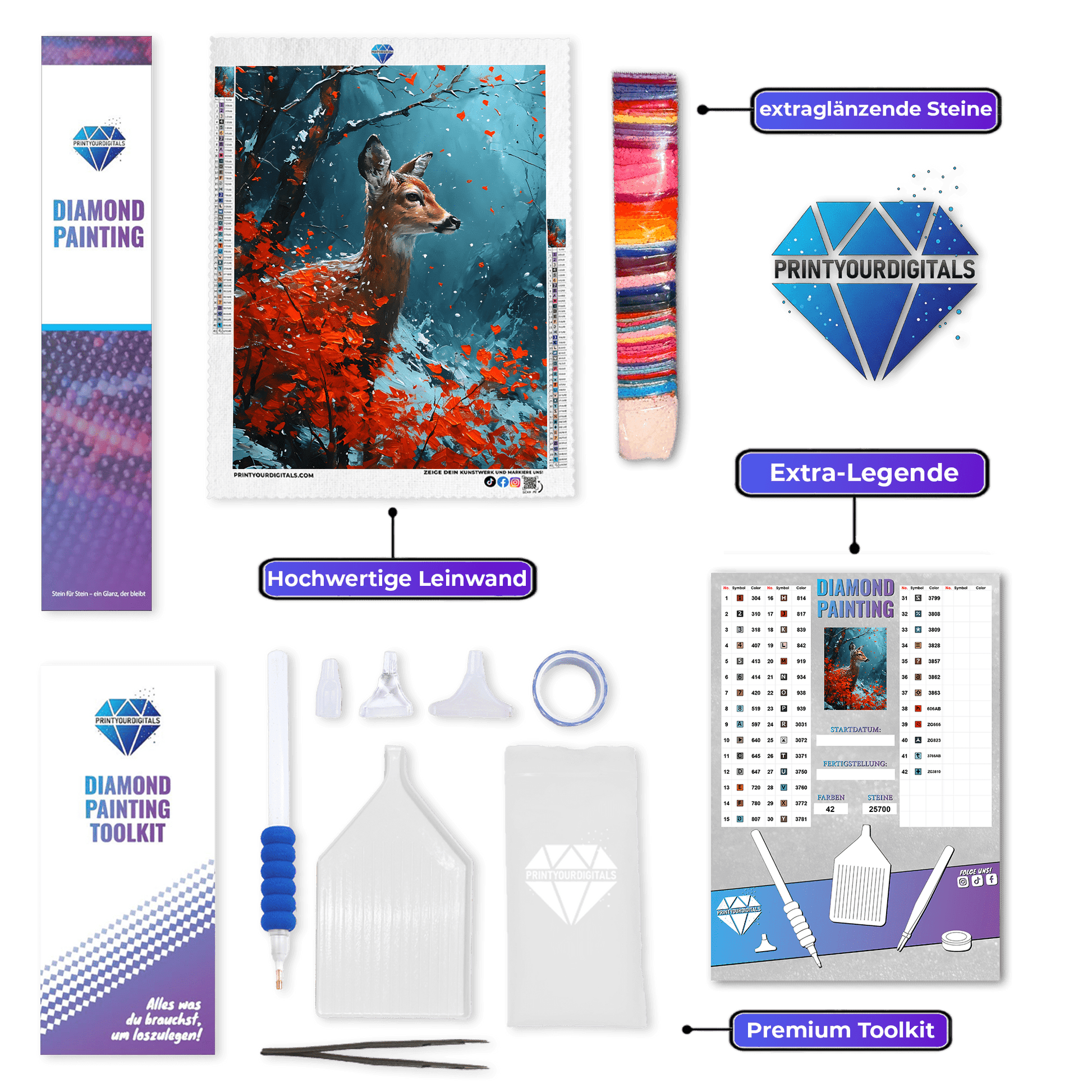 Diamond Painting - Reh in Kirschblüten