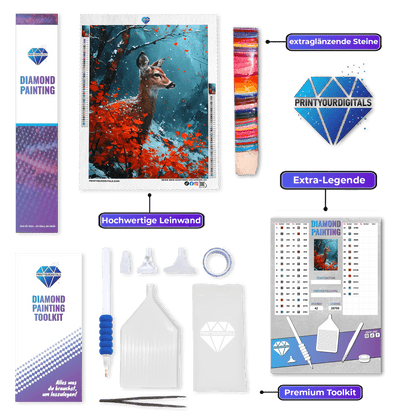 Diamond Painting - Reh in Kirschblüten