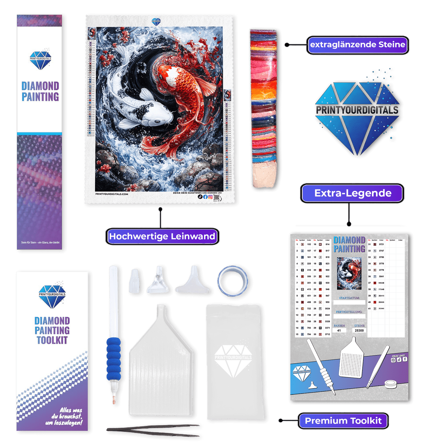 Diamond Painting - Wellen des Koi