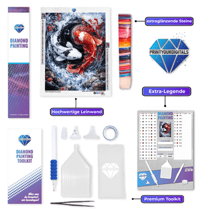 Diamond Painting - Wellen des Koi