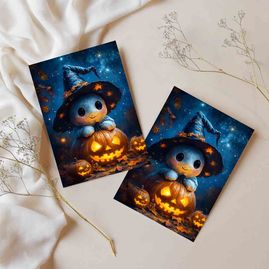 Sticker – Babygeist mit Kürbis
