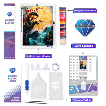 Diamond Painting - Zweiköpfiger Drache