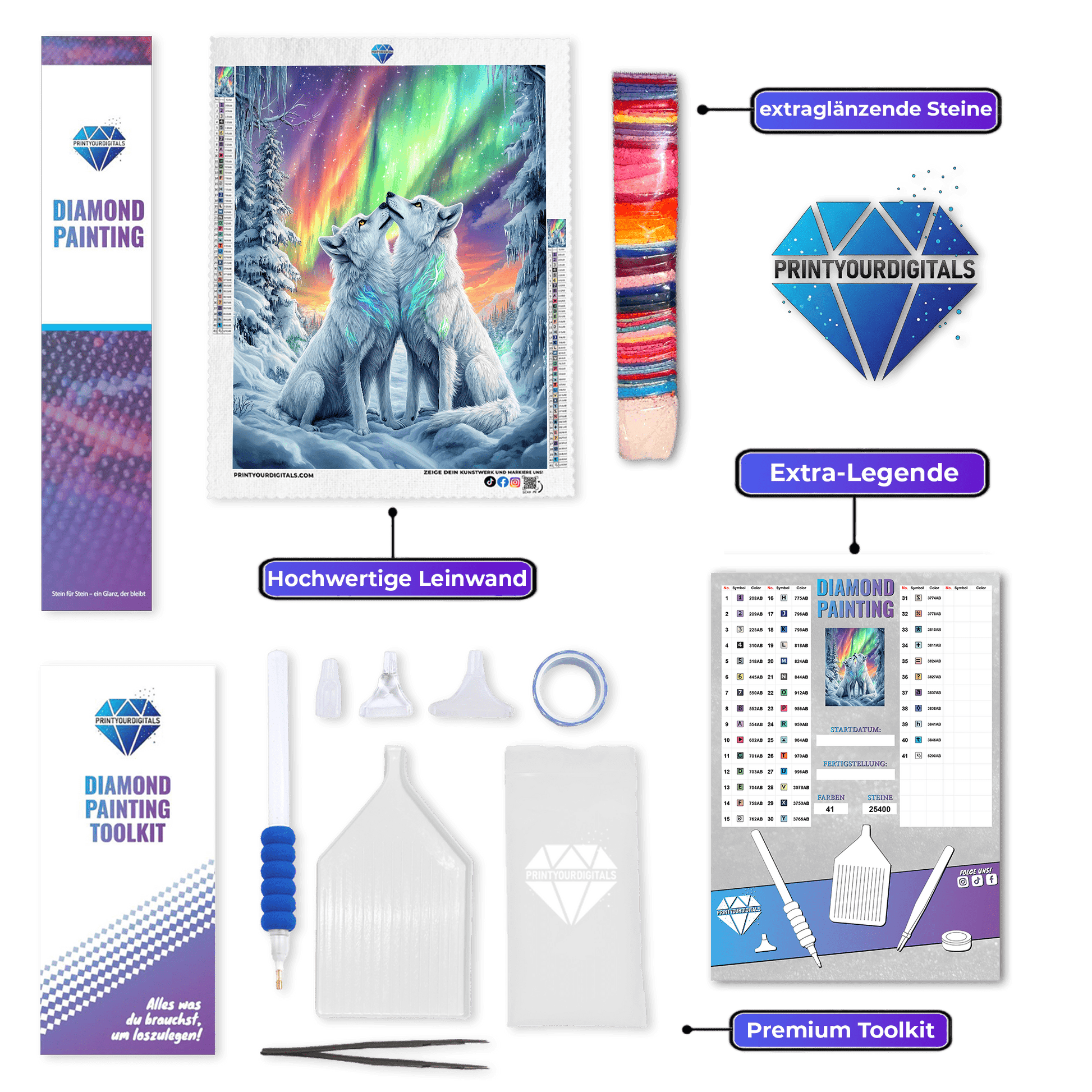 Diamond Painting - Aurora Arktis 100% AB-Steine