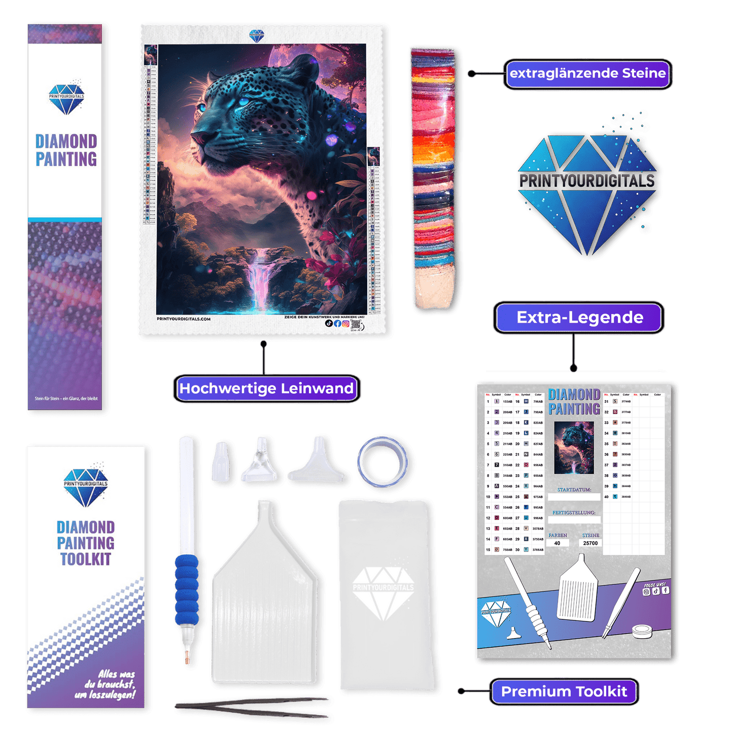 Diamond Painting - Wächter des Dschungels 100% AB-Steine