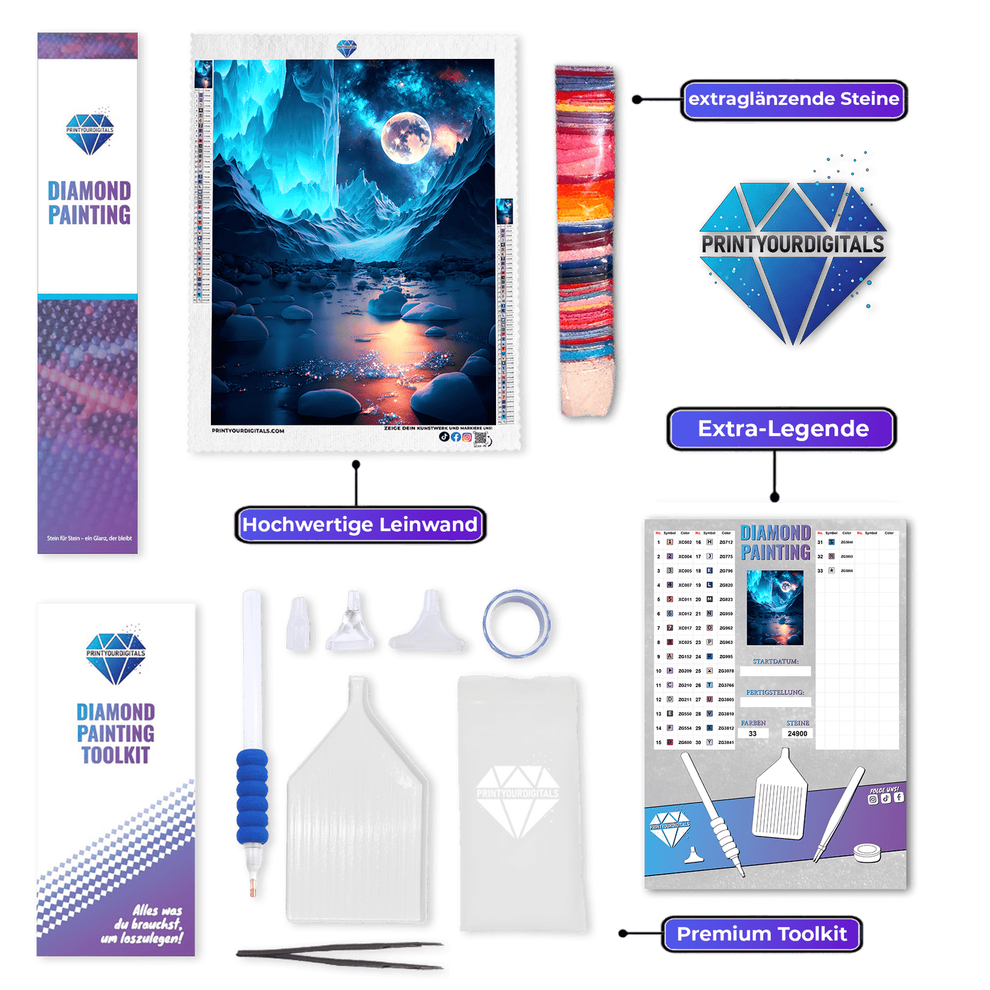 Diamond Painting - Luna über Gletschern