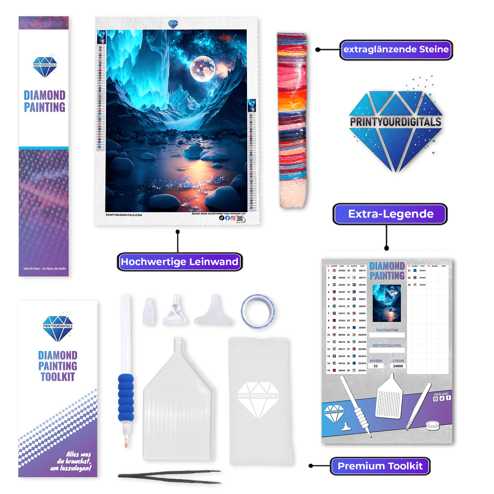 Diamond Painting - Luna über Gletschern