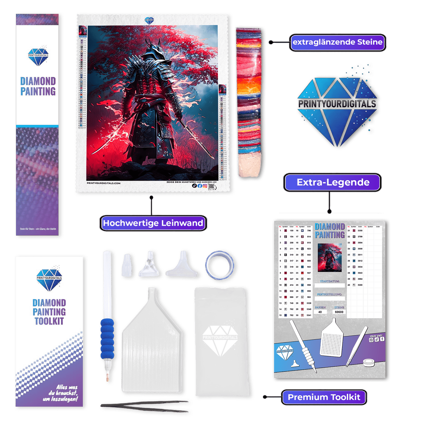 Diamond Painting - Rotlicht Samurai