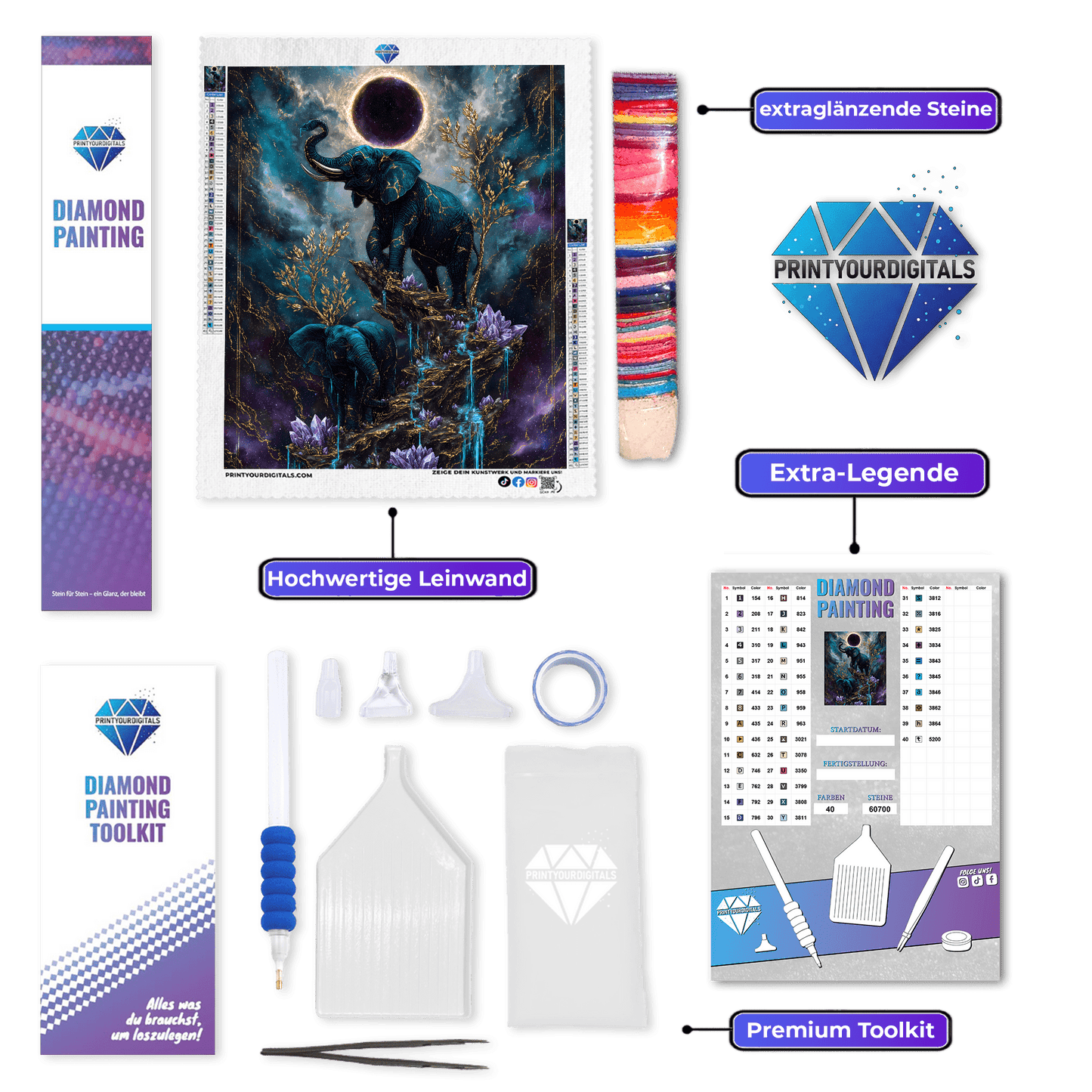 Diamond Painting - Elefantenpfad zum Kosmos