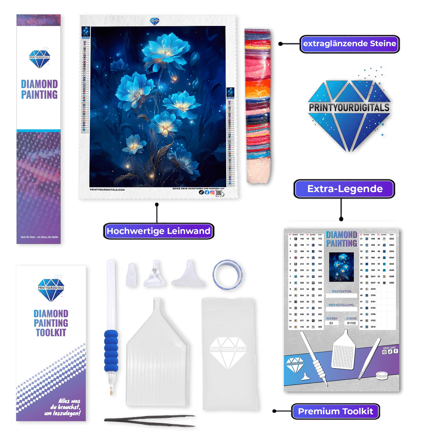 Diamond Painting - Blumen der Nacht