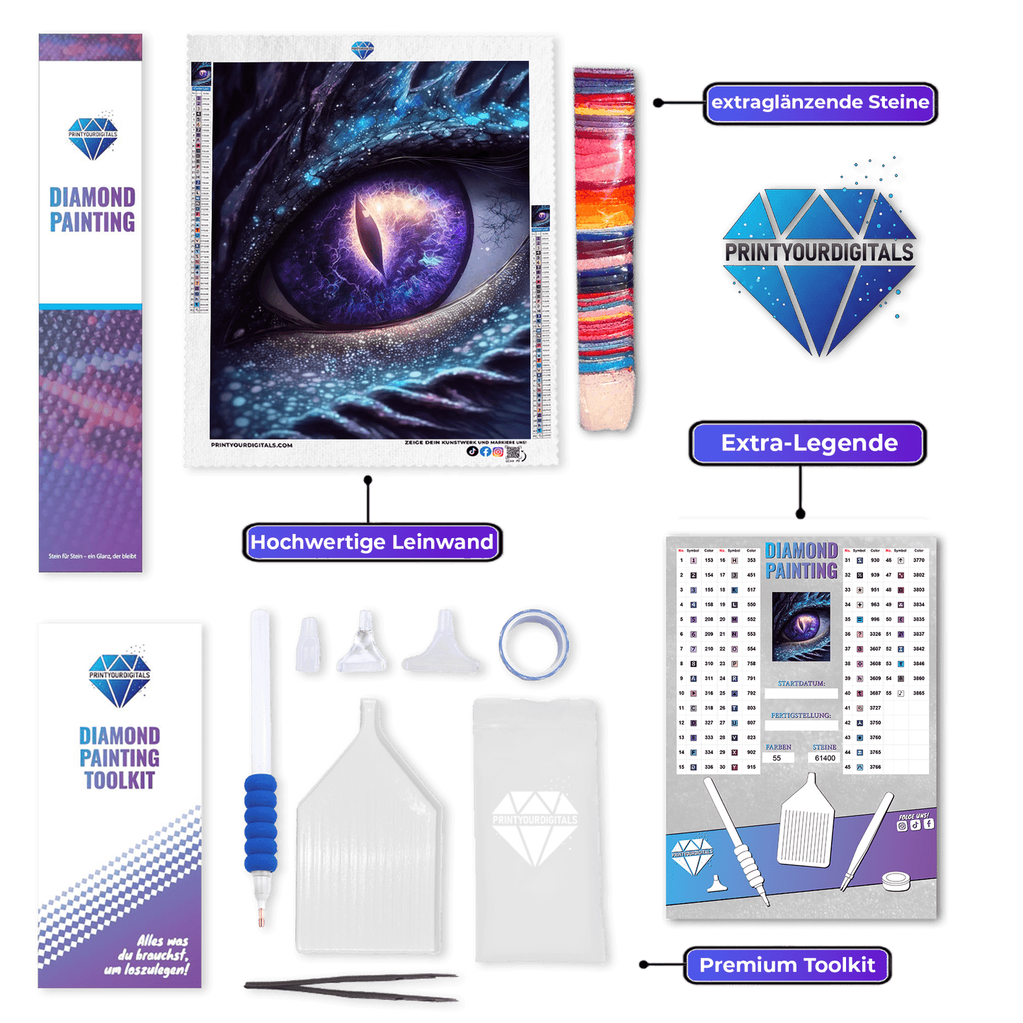 Diamond Painting - Auge des Drachen