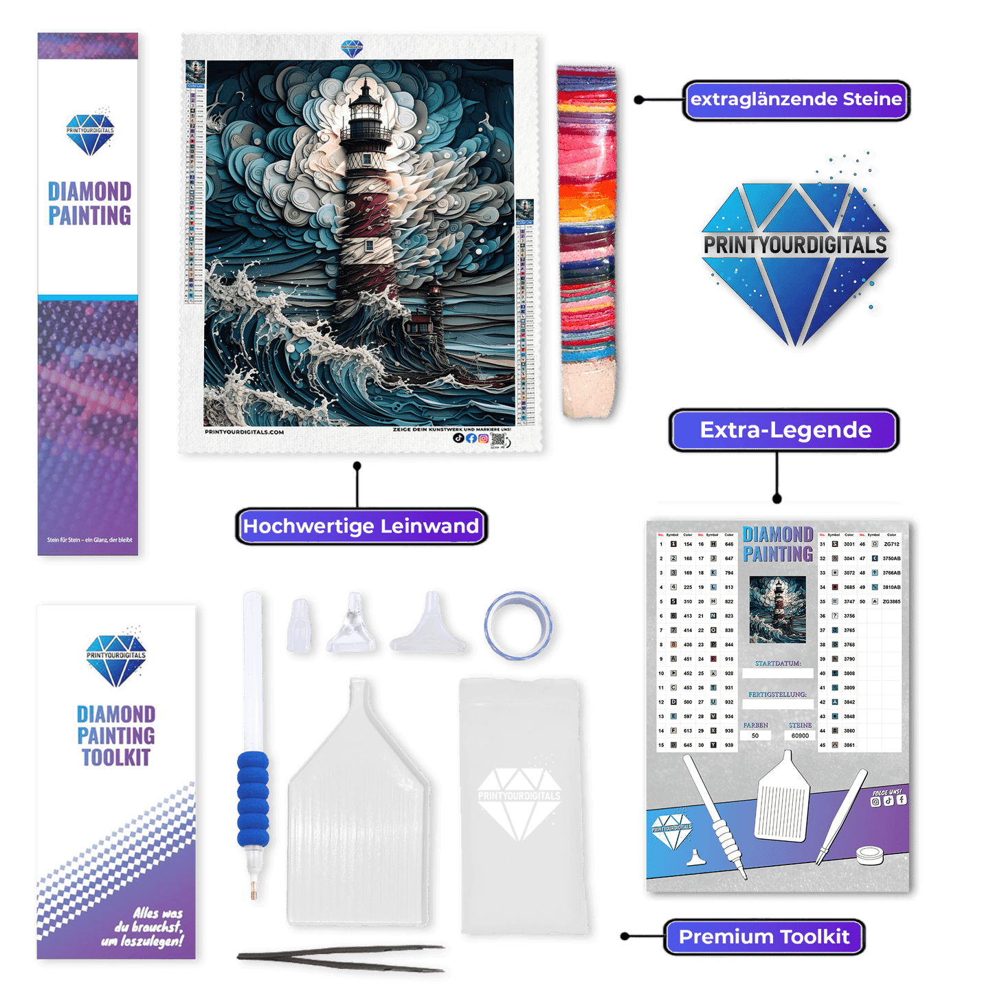 Diamond Painting - Leuchtturm im Sturm