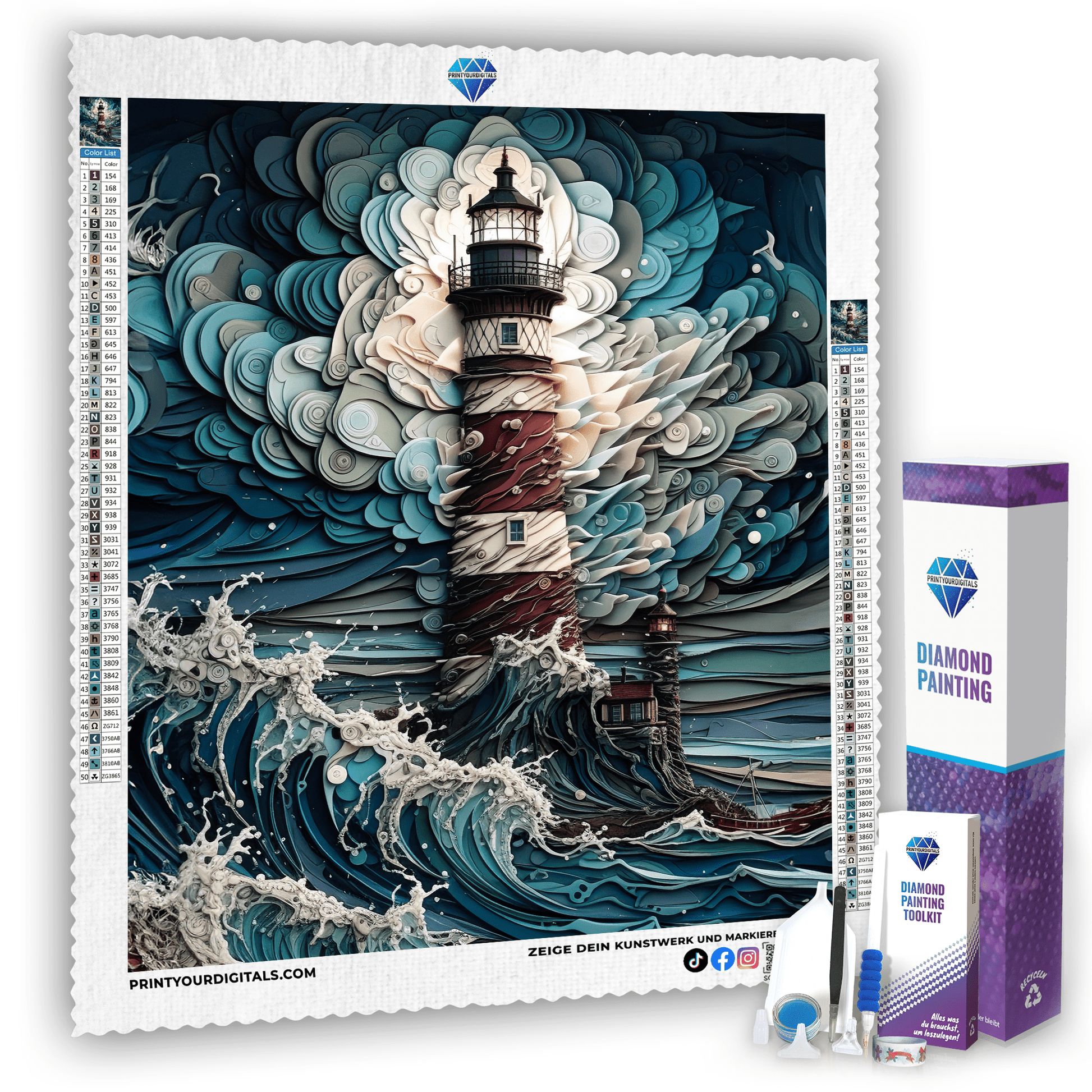Diamond Painting - Leuchtturm im Sturm