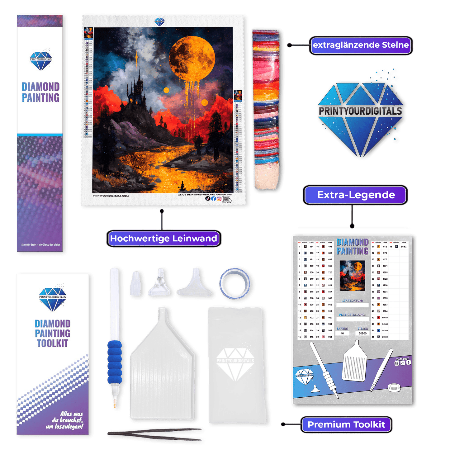 Diamond Painting - Schloss im Goldmond