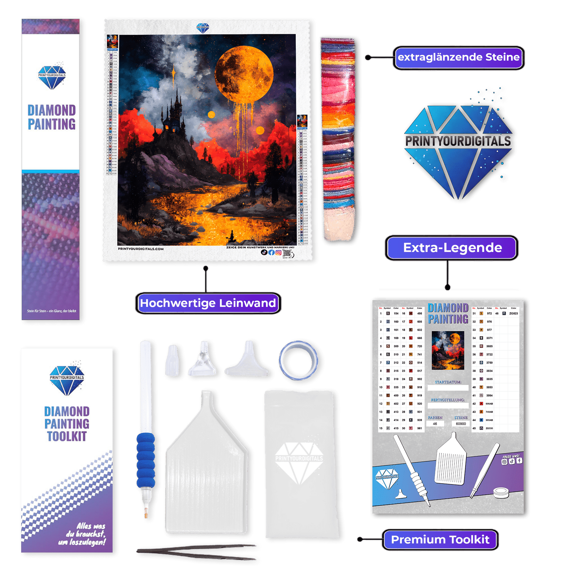 Diamond Painting - Schloss im Goldmond