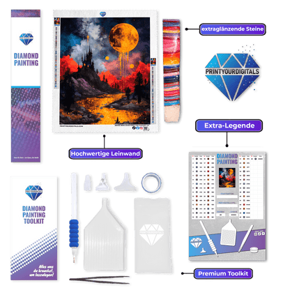 Diamond Painting - Schloss im Goldmond