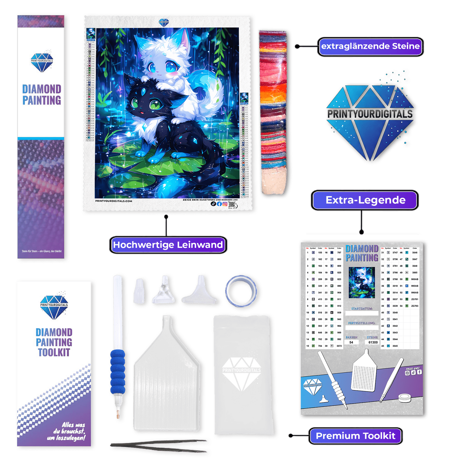 Diamond Painting - Magische Katzenfreunde