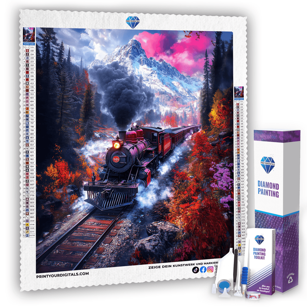 Diamond Painting - Bergexpress im Herbst