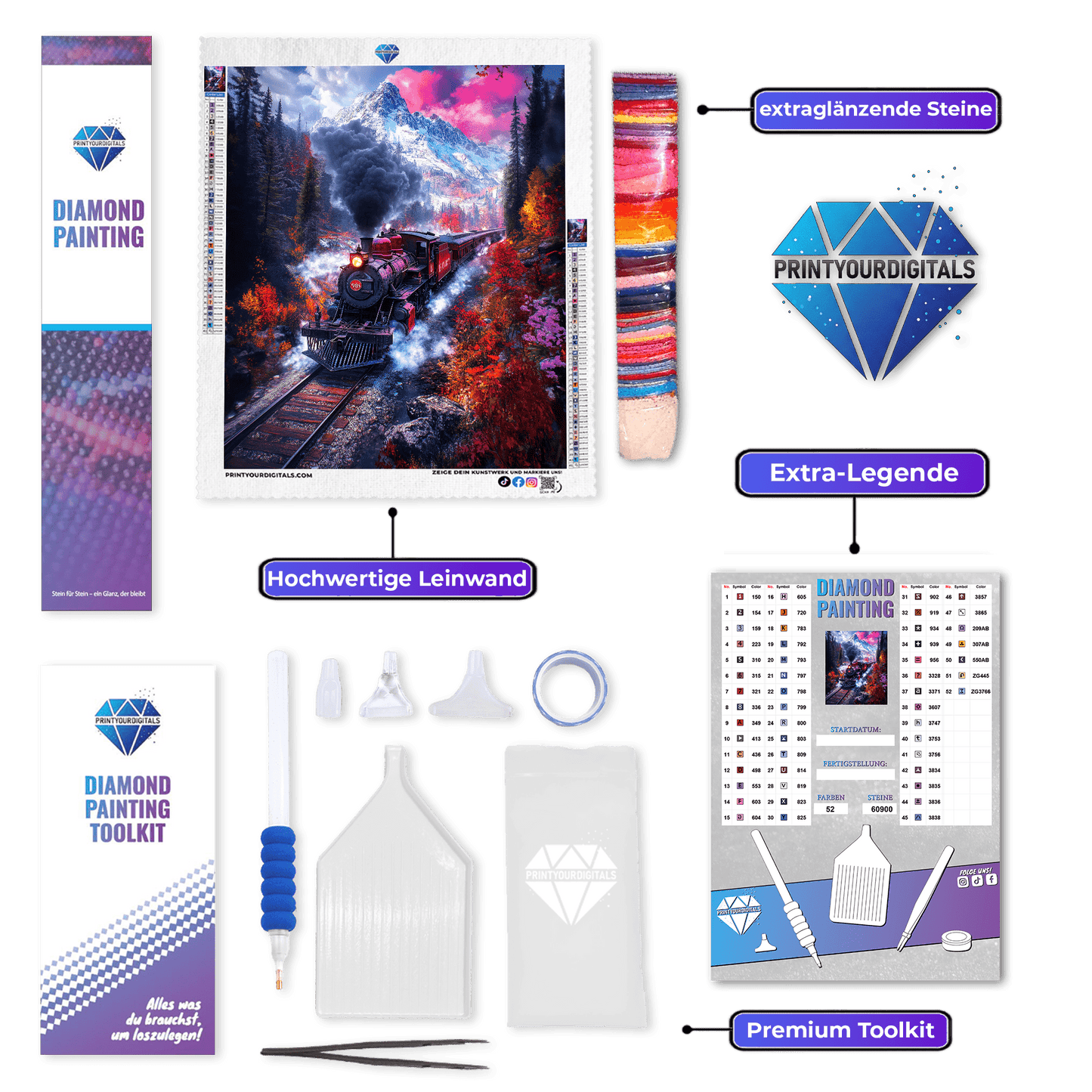 Diamond Painting - Bergexpress im Herbst