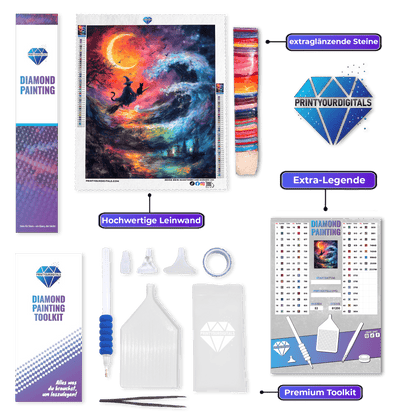 Diamond Painting - Hexenritt im Farbensturm