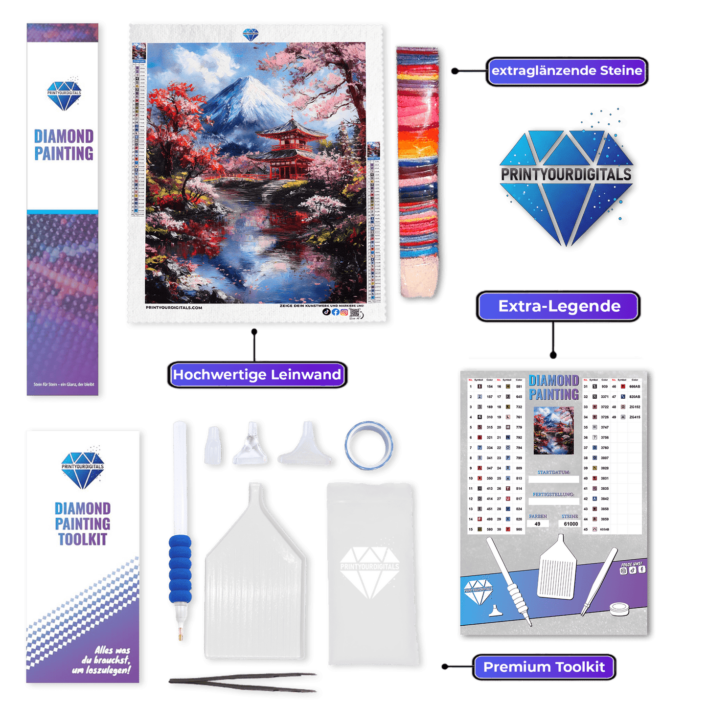 Diamond Painting - Frühling am Fuji