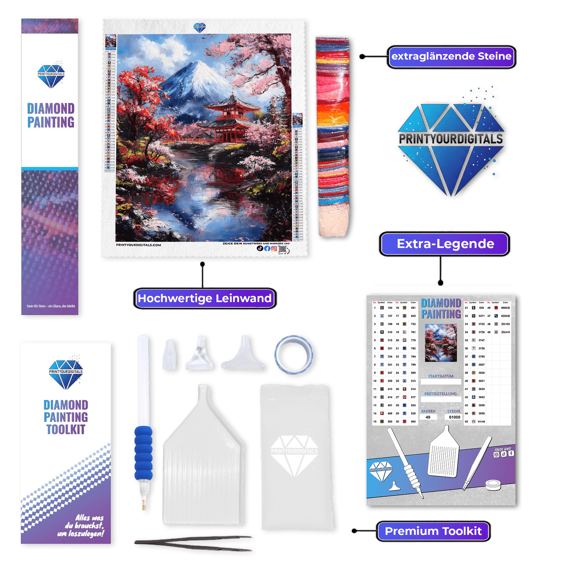 Diamond Painting - Frühling am Fuji