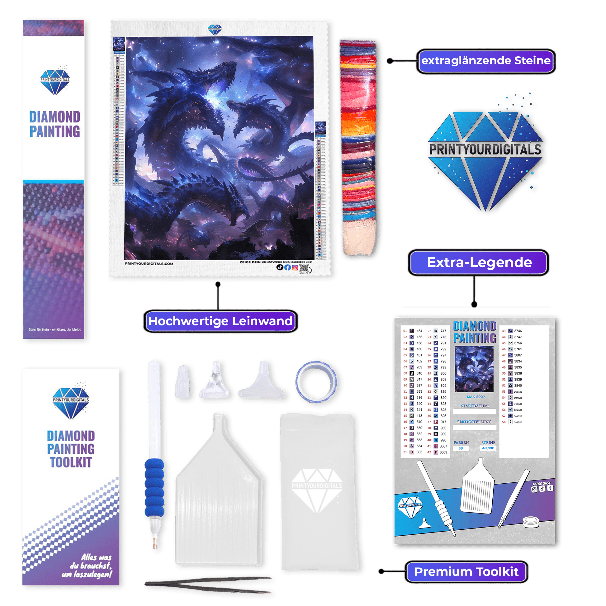 Diamond Painting - Kampf der Drachen