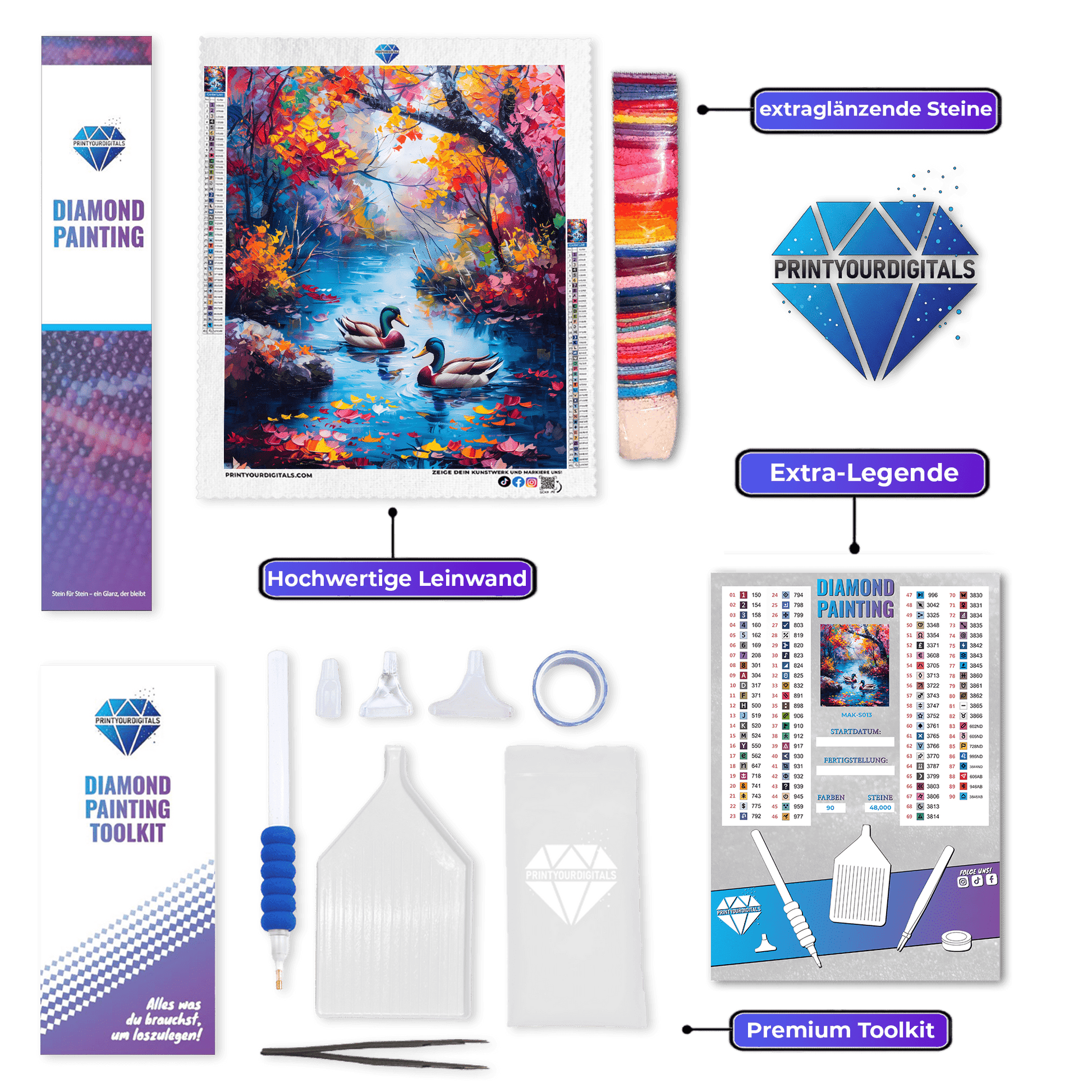 Diamond Painting - Romantische Enten am Herbstsee