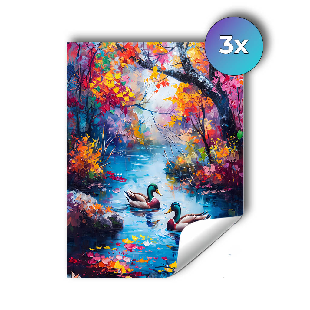 Sticker – Romantische Enten am Herbstsee
