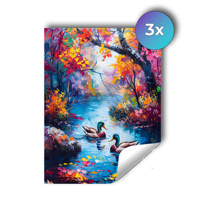 Sticker – Romantische Enten am Herbstsee