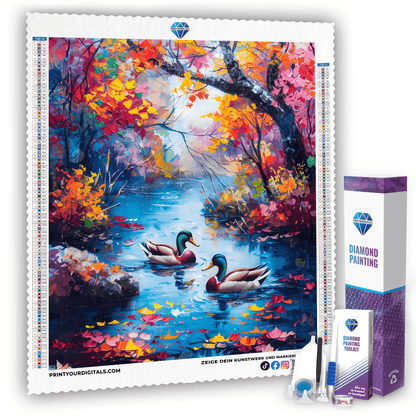 Diamond Painting - Romantische Enten am Herbstsee