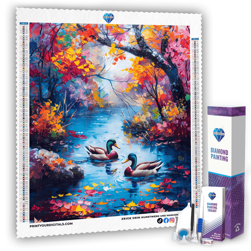 Diamond Painting - Romantische Enten am Herbstsee